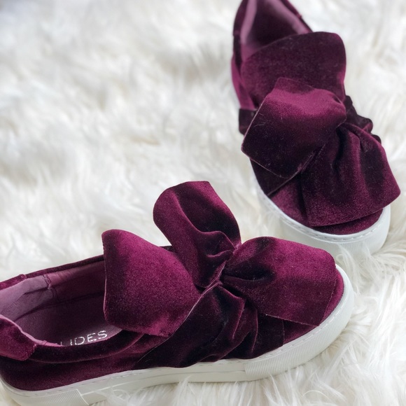 J/SLIDES Shoes - J/Slides Velvet Bow Platform Shoes